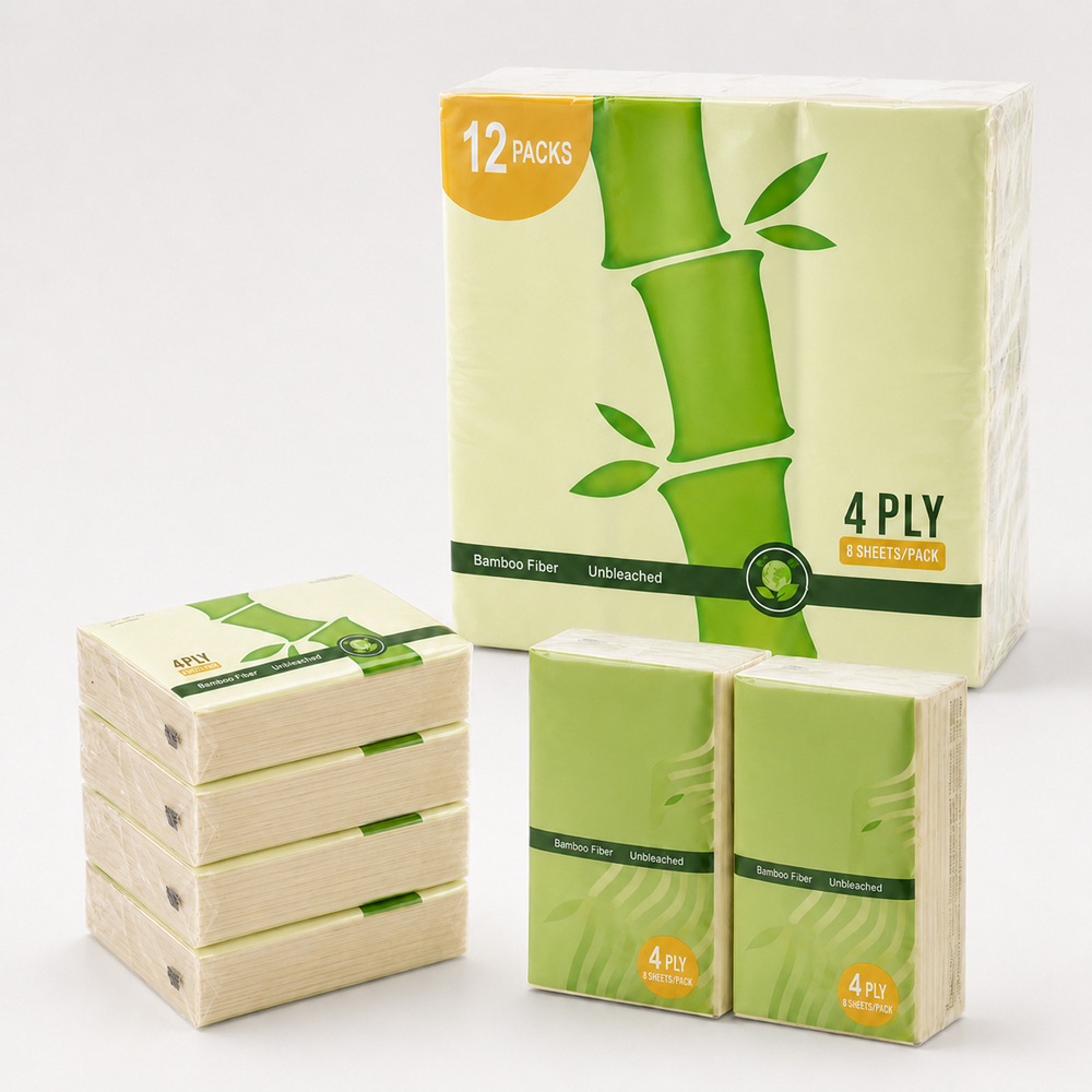 Bamboo Fiber Pocket Tissue Packs for Travel Use