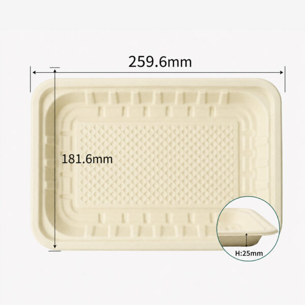 Bamboo Fiber Rectangular Tray for Fresh Food Packaging Bamboo Fiber Rectangular Tray for Fresh Food Packaging