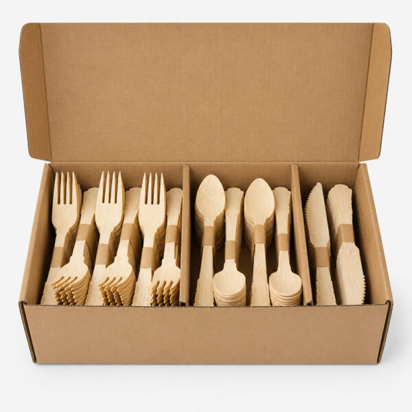 Bamboo-Style Cutlery Set in Bulk Carton Pack Bamboo-Style Cutlery Set in Bulk Carton Pack