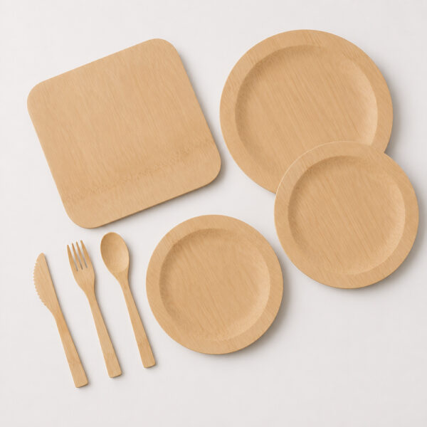 Bamboo-Style Disposable Plates for Event Catering
