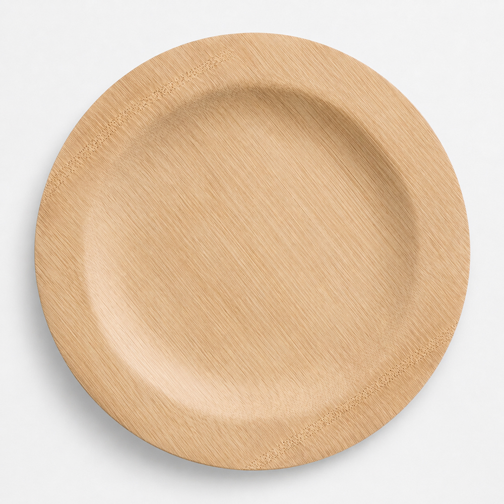 Bamboo-Style Round Plate for Buffet Service