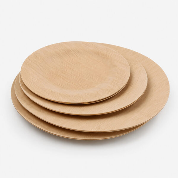 Bamboo-Style Round Plate for Buffet Service