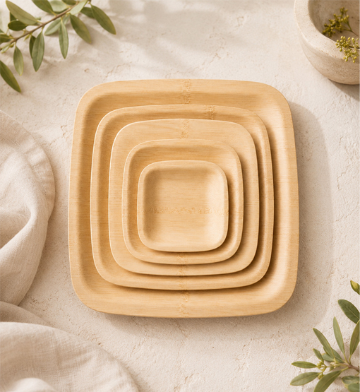 Bamboo appetizer plates for catering and bulk event supply