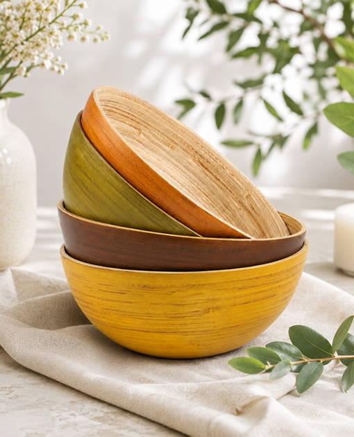 Bamboo bowls for takeaway, deli counters, and event service