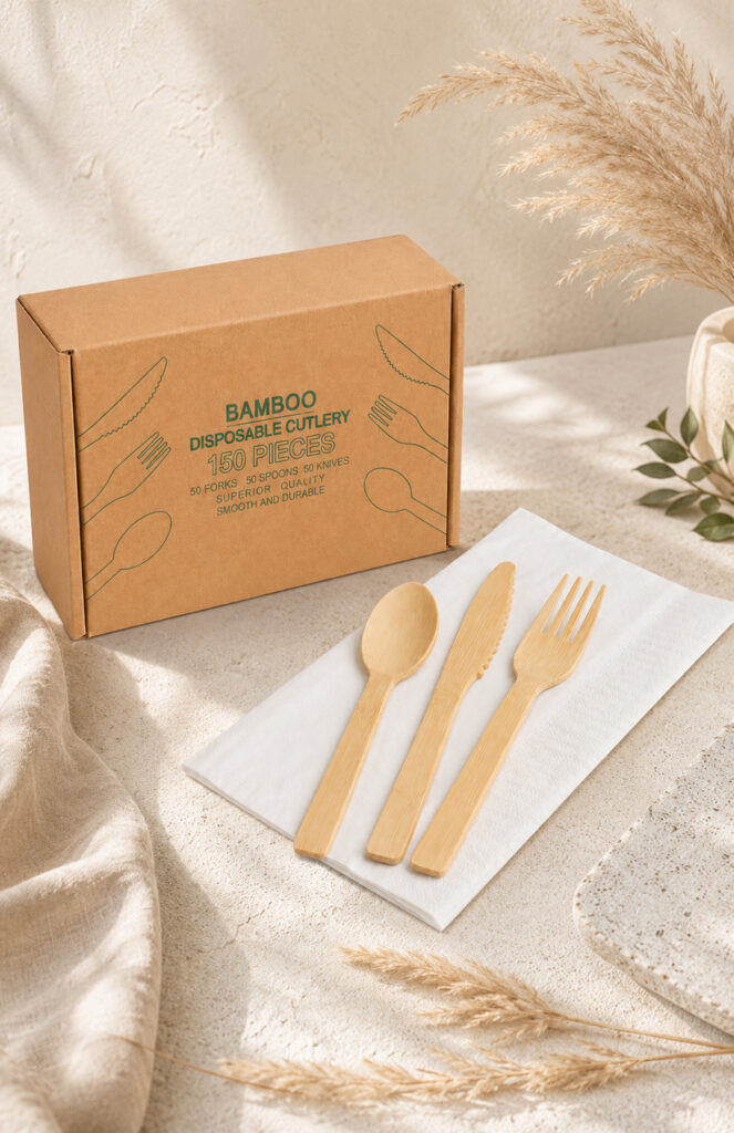 Bamboo cutlery manufacturer range for OEM and private label orders