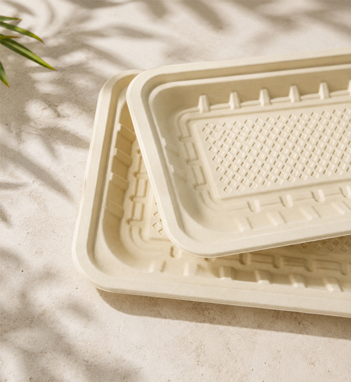 Bamboo fiber tray manufacturer for bulk catering supply