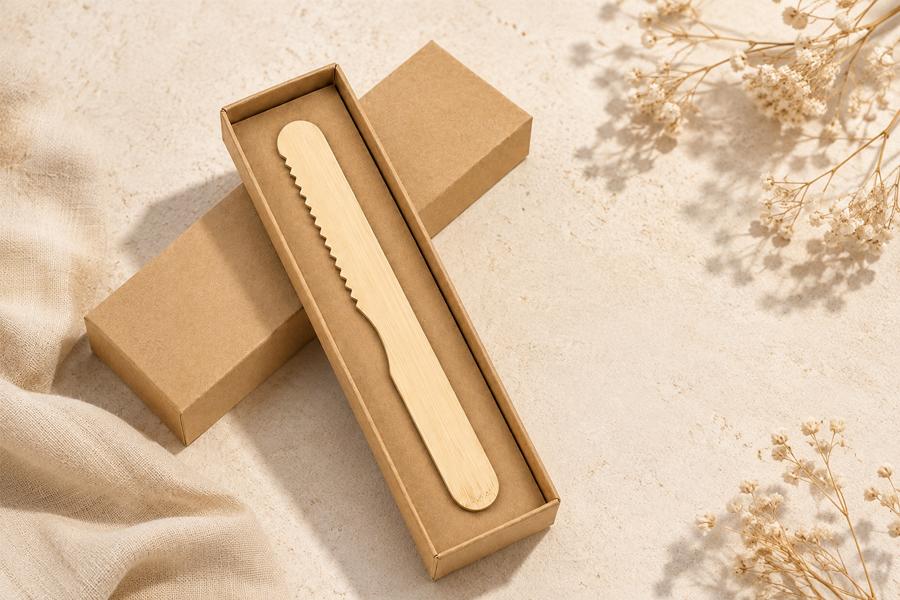 Bamboo knives for disposable foodservice table settings