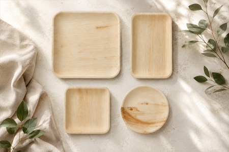 Bamboo plates and cutlery for complete catering supply programs