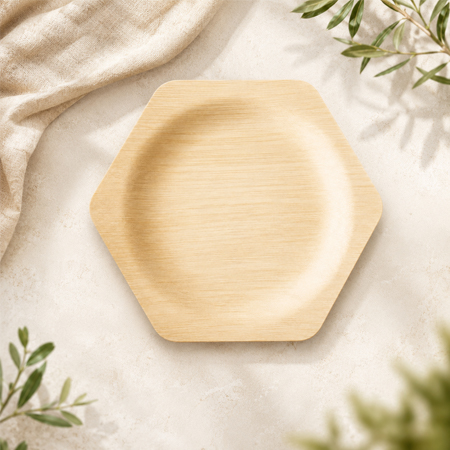 Bamboo plates with matching cutlery for private label ranges