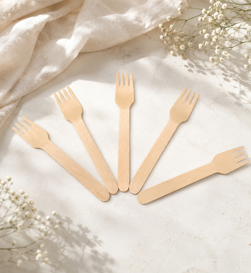 Bamboo-style disposable forks for foodservice applications