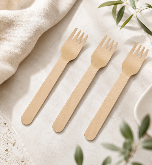 Bamboo-style disposable forks for foodservice applications