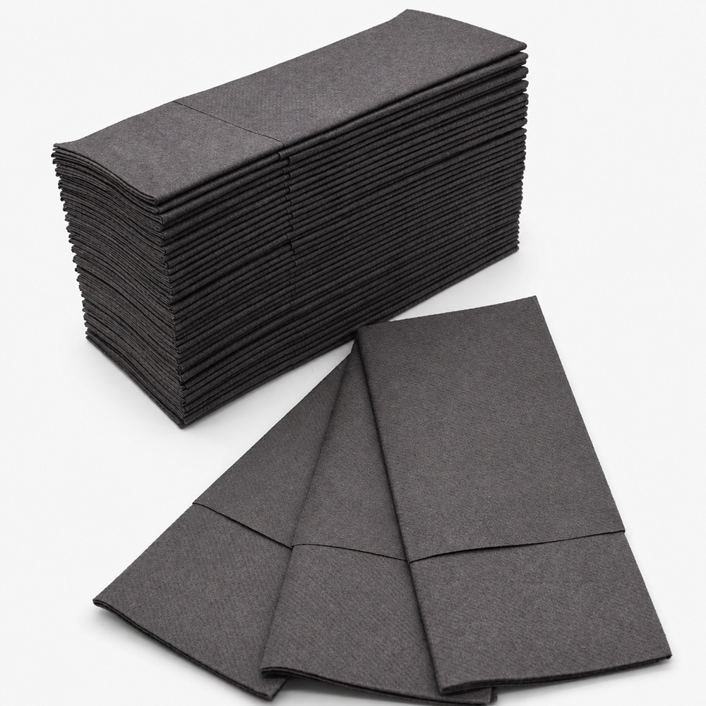 Black Folded Paper Napkins for Foodservice Supply