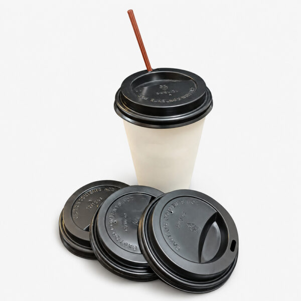 Black PS Sip-Through Cup Lid for Hot Drinks