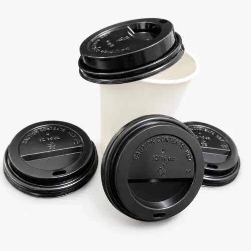 Black PS Sip-Through Cup Lid for Hot Drinks
