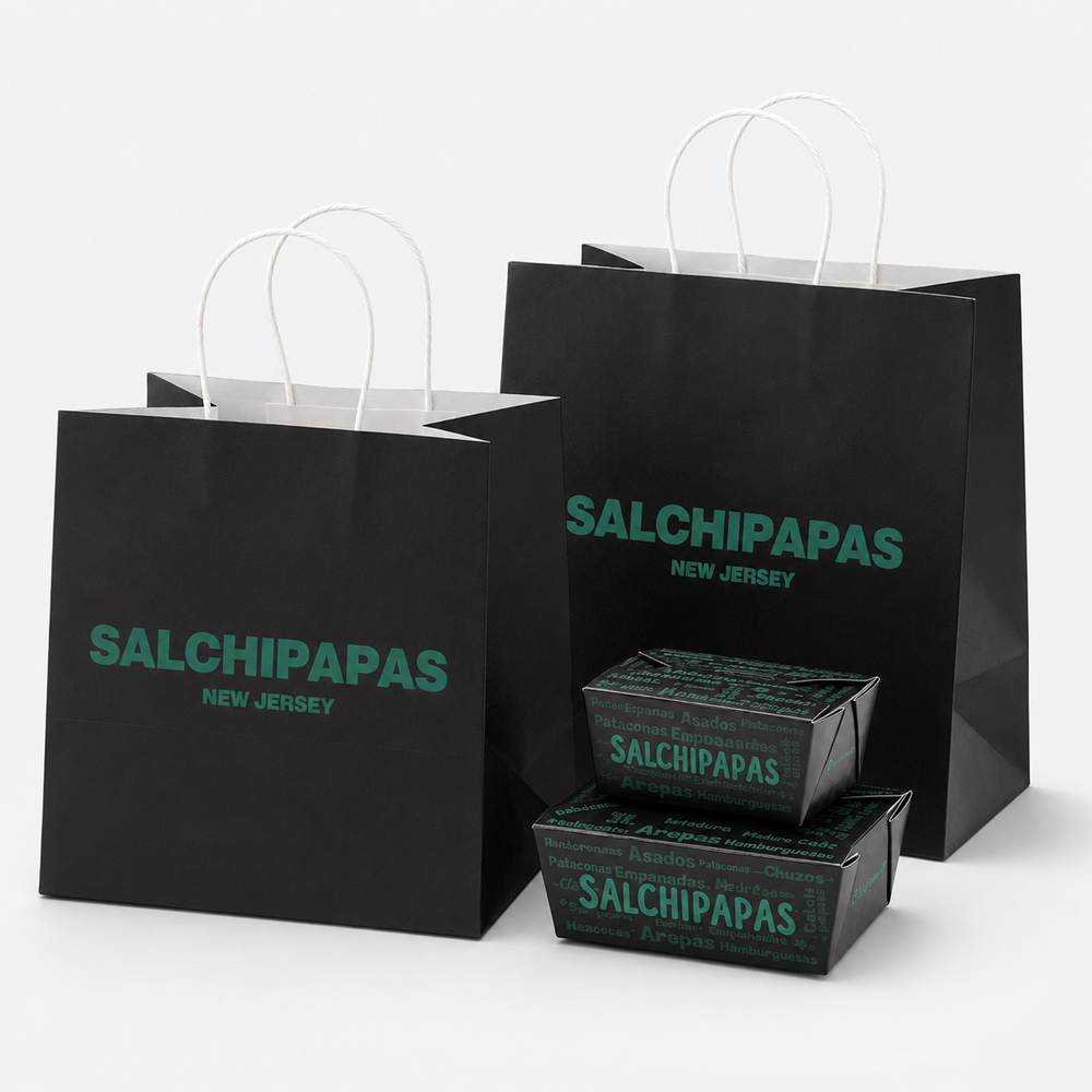 Black Paper Carry Bag with Rope Handles