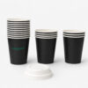 Black Paper Cup with Sip Lid for Beverage Service Black Paper Cup with Sip Lid for Beverage Service