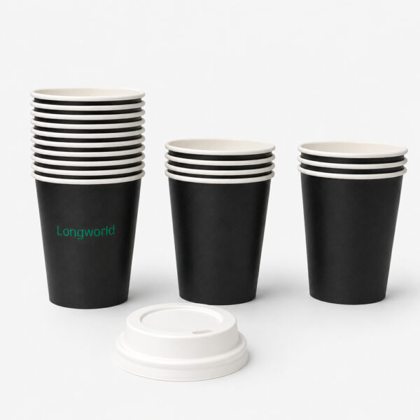 Black Paper Cup with Sip Lid for Beverage Service Black Paper Cup with Sip Lid for Beverage Service