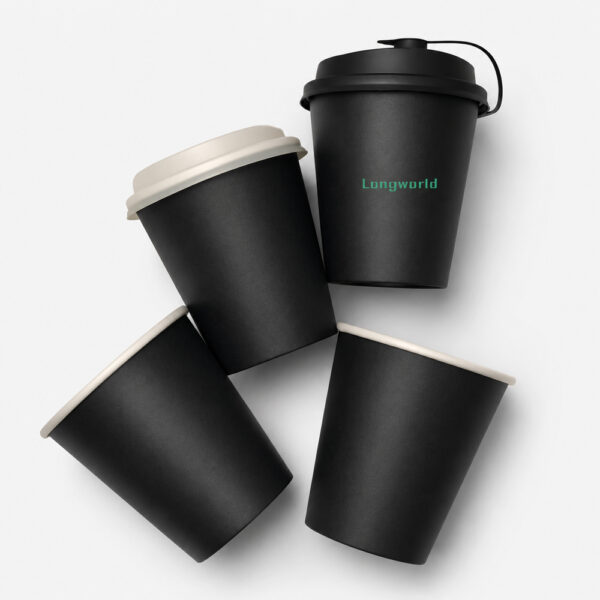 Black Paper Cup with Sip Lid for Beverage Service Black Paper Cup with Sip Lid for Beverage Service