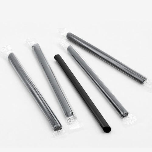 Black Plastic Drinking Straws, Wrapped or Bulk