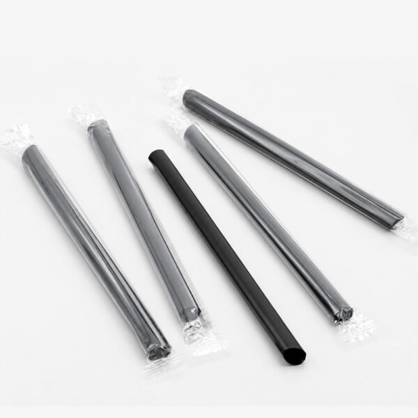 Black Plastic Drinking Straws, Wrapped or Bulk