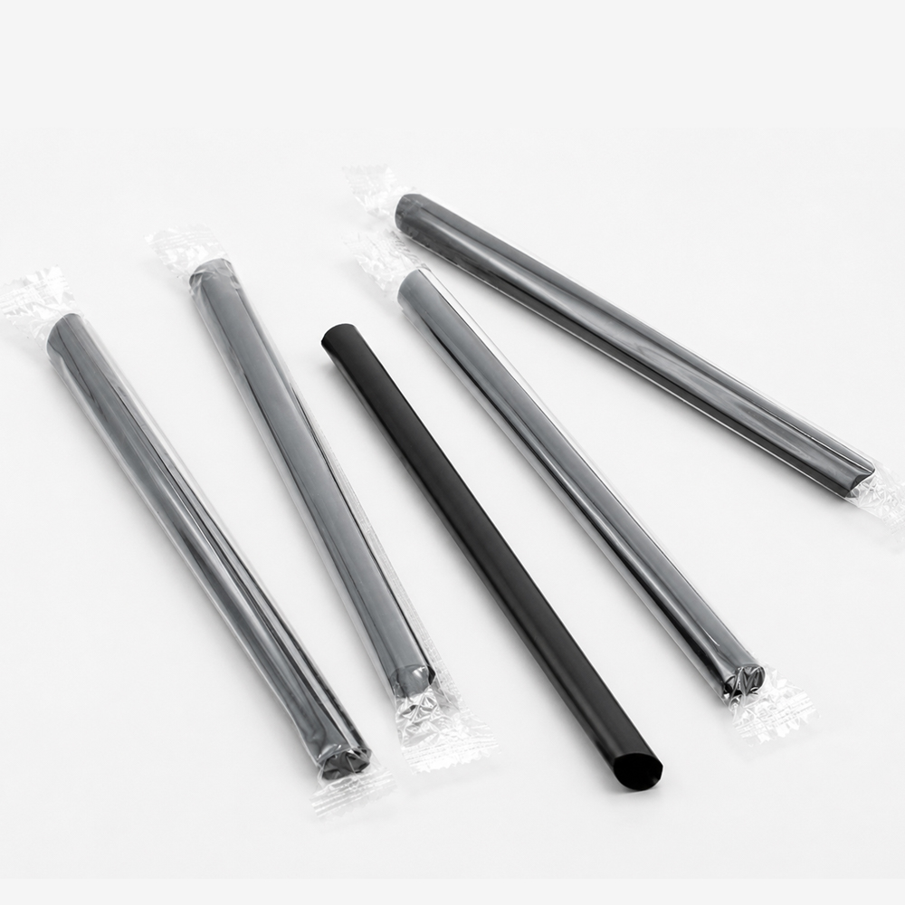 Black Plastic Drinking Straws, Wrapped or Bulk