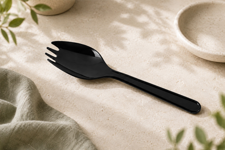 Branded plastic spork packs for private label restaurant supply