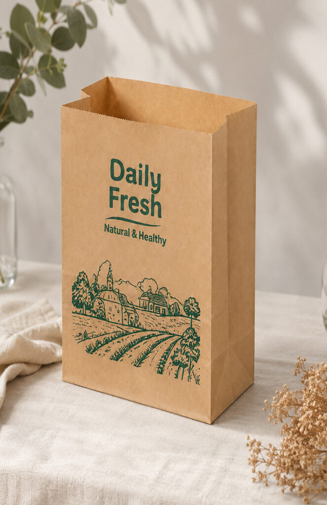 Brown paper bags for bakery and cafe takeaway service