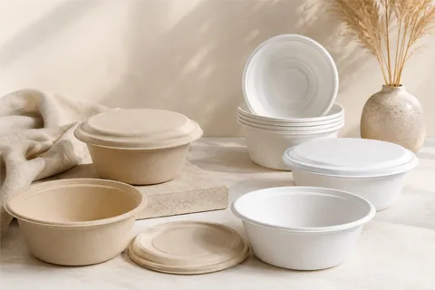 Bulk bagasse bowls for takeaway and restaurant supply