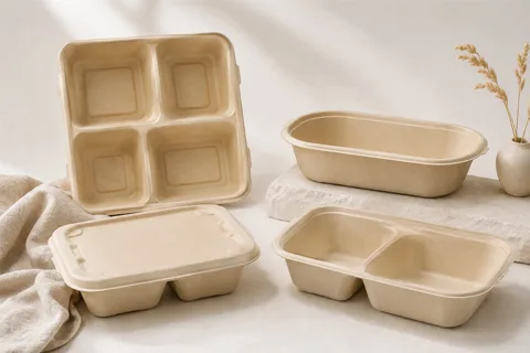 Bulk bagasse food containers for restaurants and catering