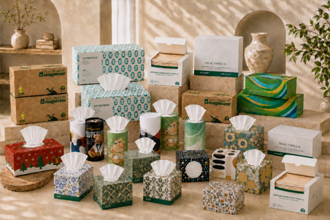 Bulk facial tissue for hospitality and commercial supply