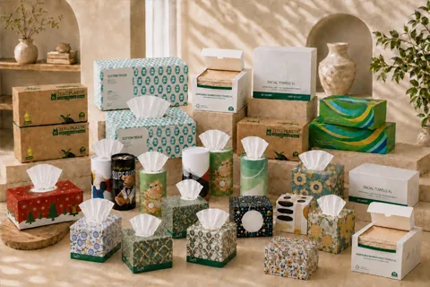 Bulk facial tissue for hospitality and commercial supply