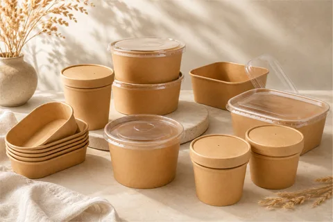 Bulk paper bowls for takeaway and foodservice packaging