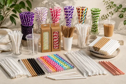 Bulk paper straws for cafés restaurants and beverage service