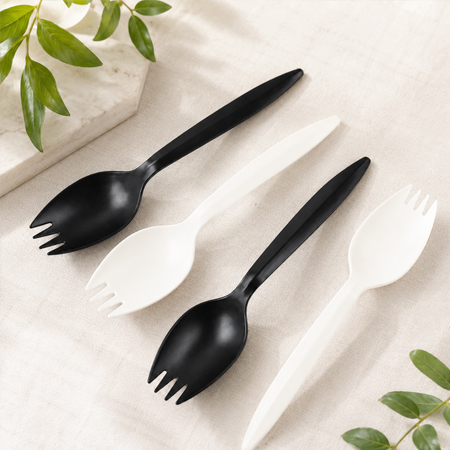 CPLA compostable sporks for commercial foodservice programs
