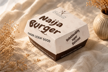 Clamshell paper food boxes for burgers and fried foods