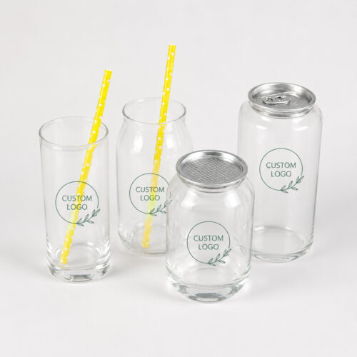 Clear Can-Shaped Cold Drink Cup with Separate Metal Lid