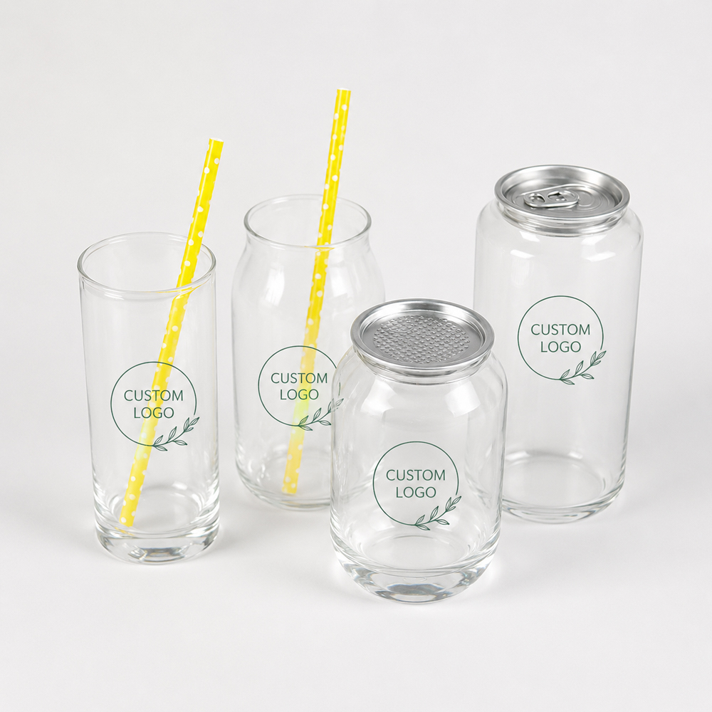 Clear Can-Shaped Cold Drink Cup with Separate Metal Lid