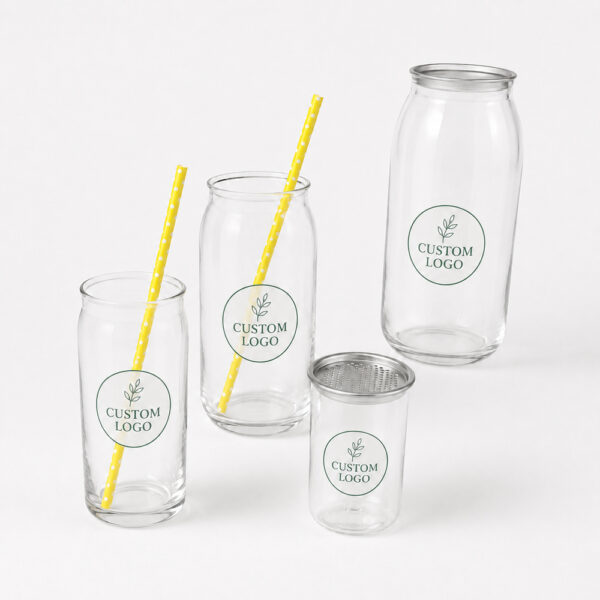 Clear Can-Shaped Cold Drink Cup with Separate Metal Lid