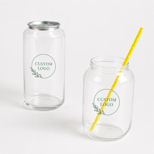 Clear Can-Shaped Cold Drink Cup with Separate Metal Lid