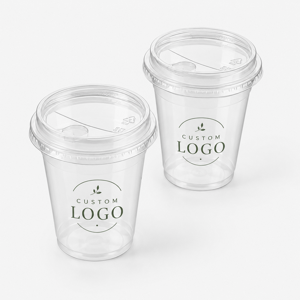 Clear Cold Drink Cups with Flat and Dome Lids