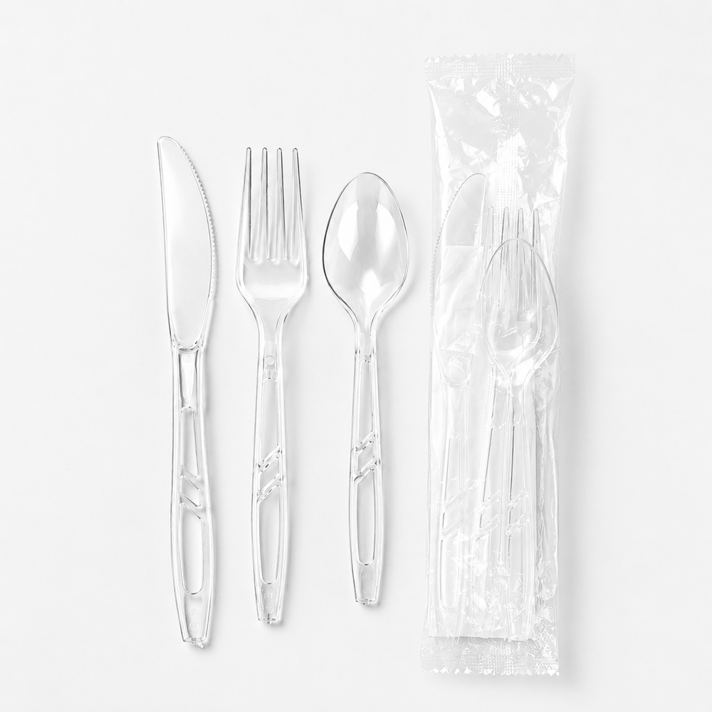 Clear Disposable Cutlery Set for Catering Service