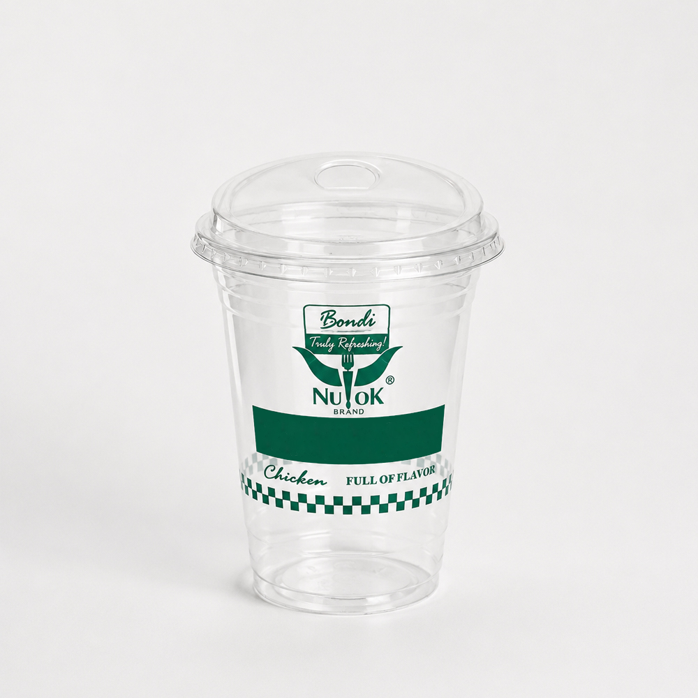Clear Milk Tea Cup with Flat and Dome Lid