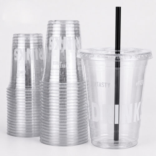 Clear Milk Tea Cup with Logo and Lid Options Clear Milk Tea Cup with Logo and Lid Options