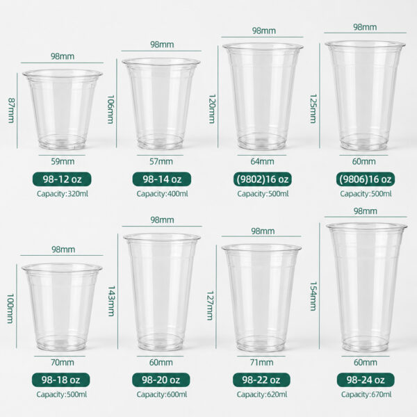 Clear Milk Tea Cup with Logo and Lid Options Clear Milk Tea Cup with Logo and Lid Options