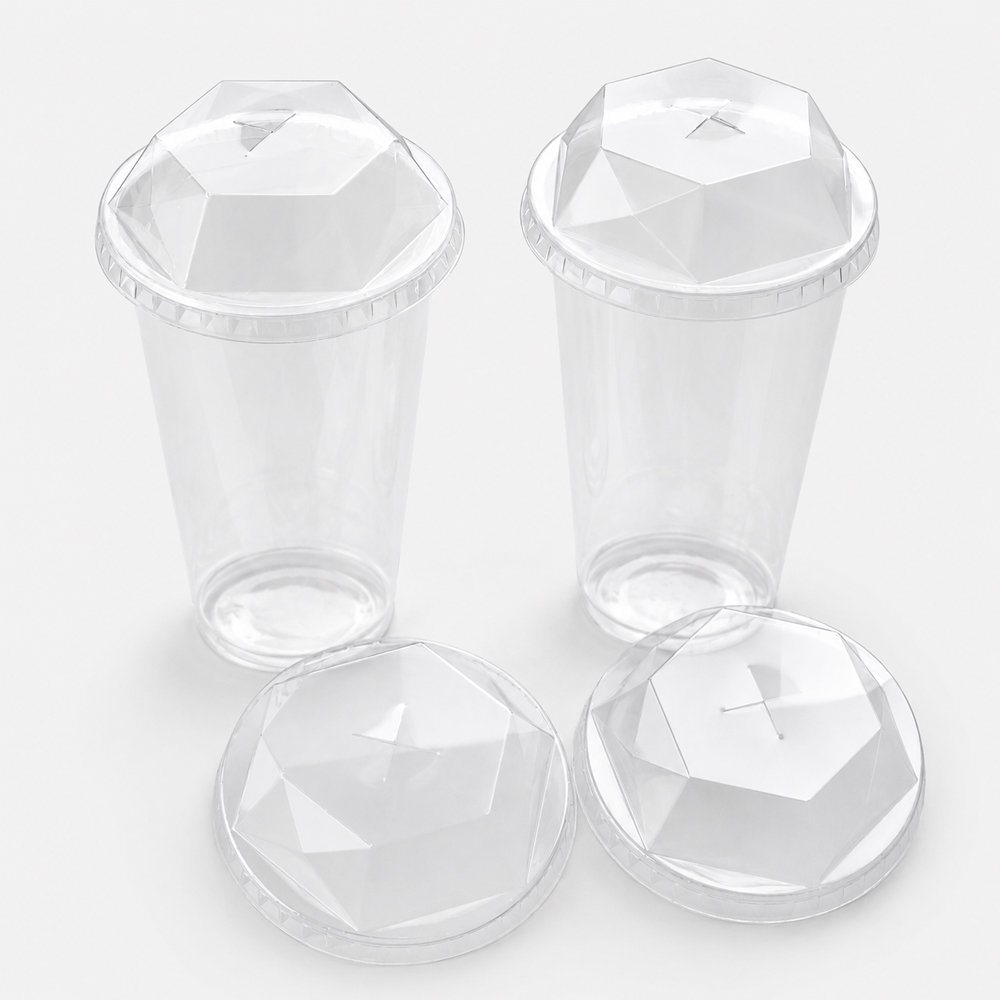Clear PET Cold Cup Lids in Flat and Dome Styles