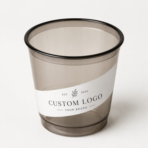 Cold Drink Cup with Smoky Clear Finish and Flat Lid