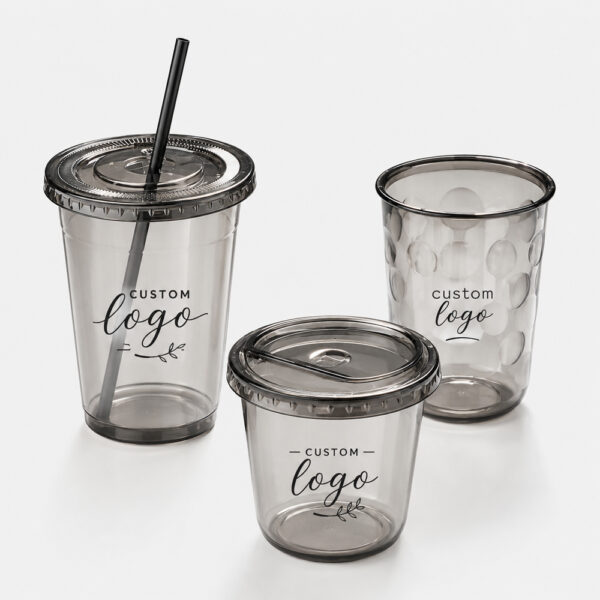 Cold Drink Cup with Smoky Clear Finish and Flat Lid Cold Drink Cup with Smoky Clear Finish and Flat Lid