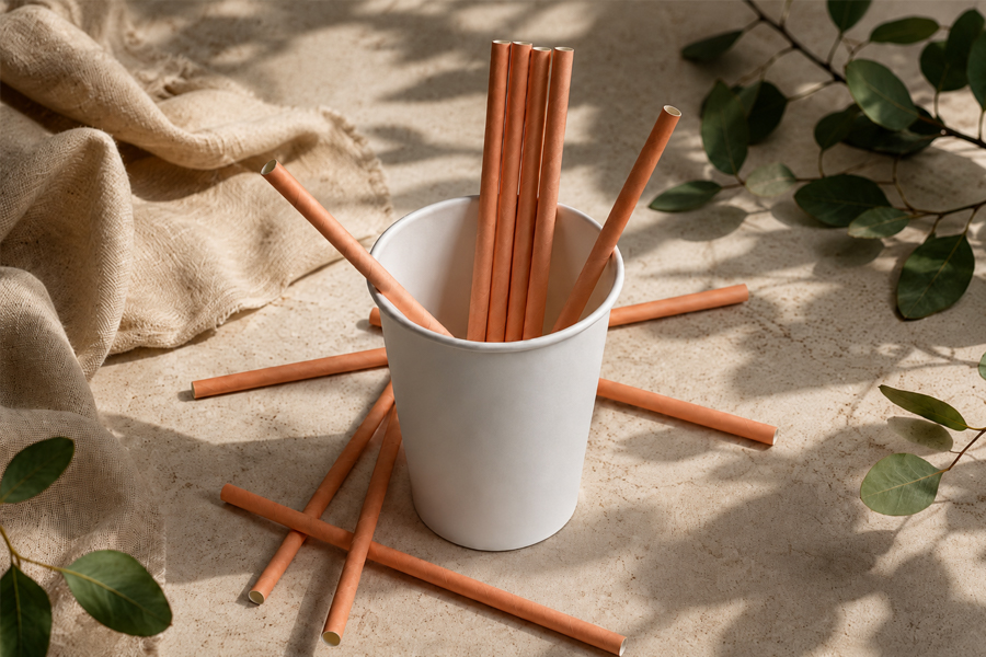 Colored paper straws for private-label beverage programs