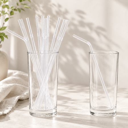 Colored plastic straws packed for wholesale distribution
