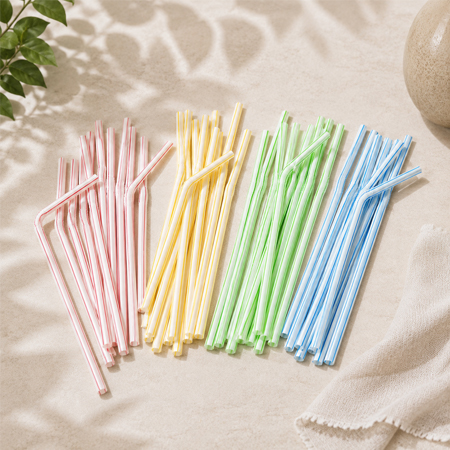Colored plastic straws packed for wholesale distribution